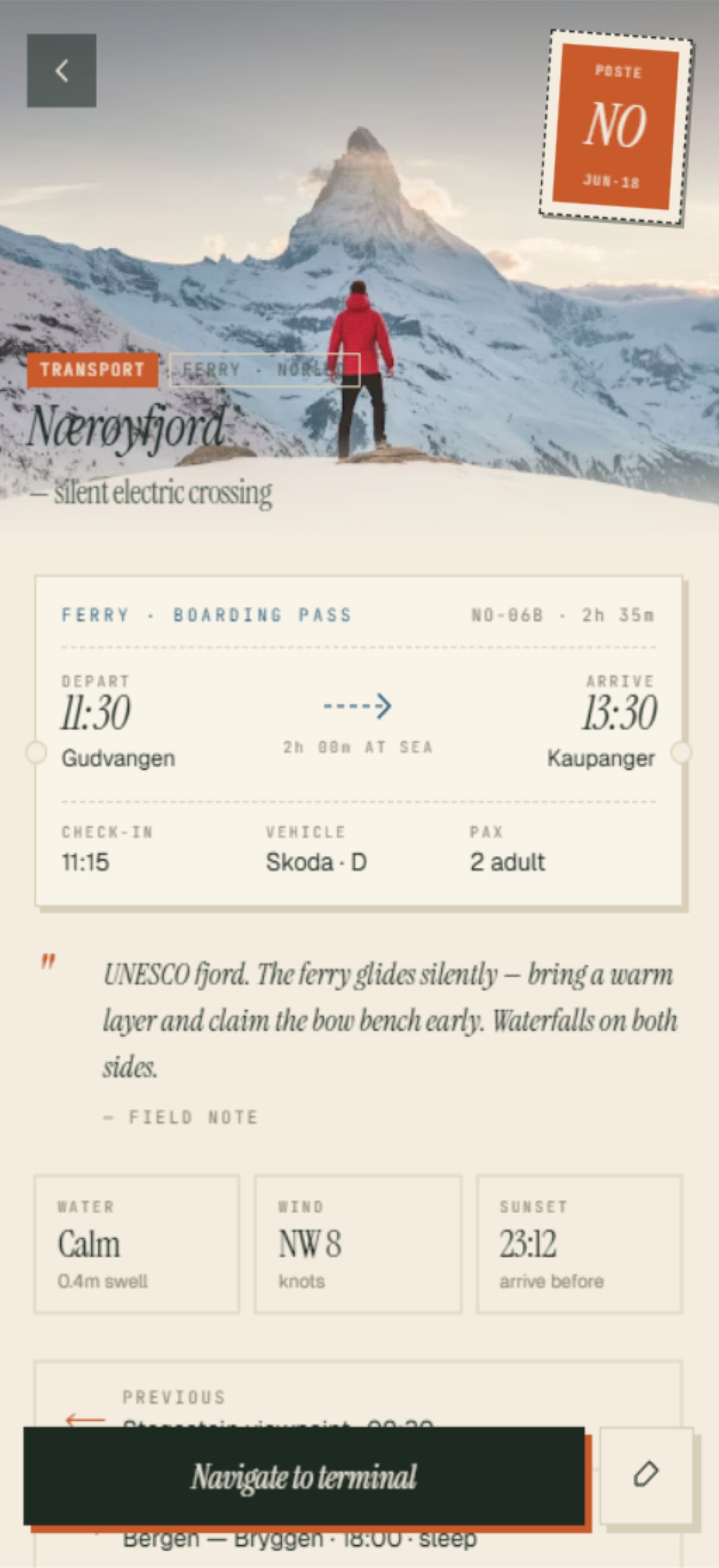 Trippable mobile — stop detail